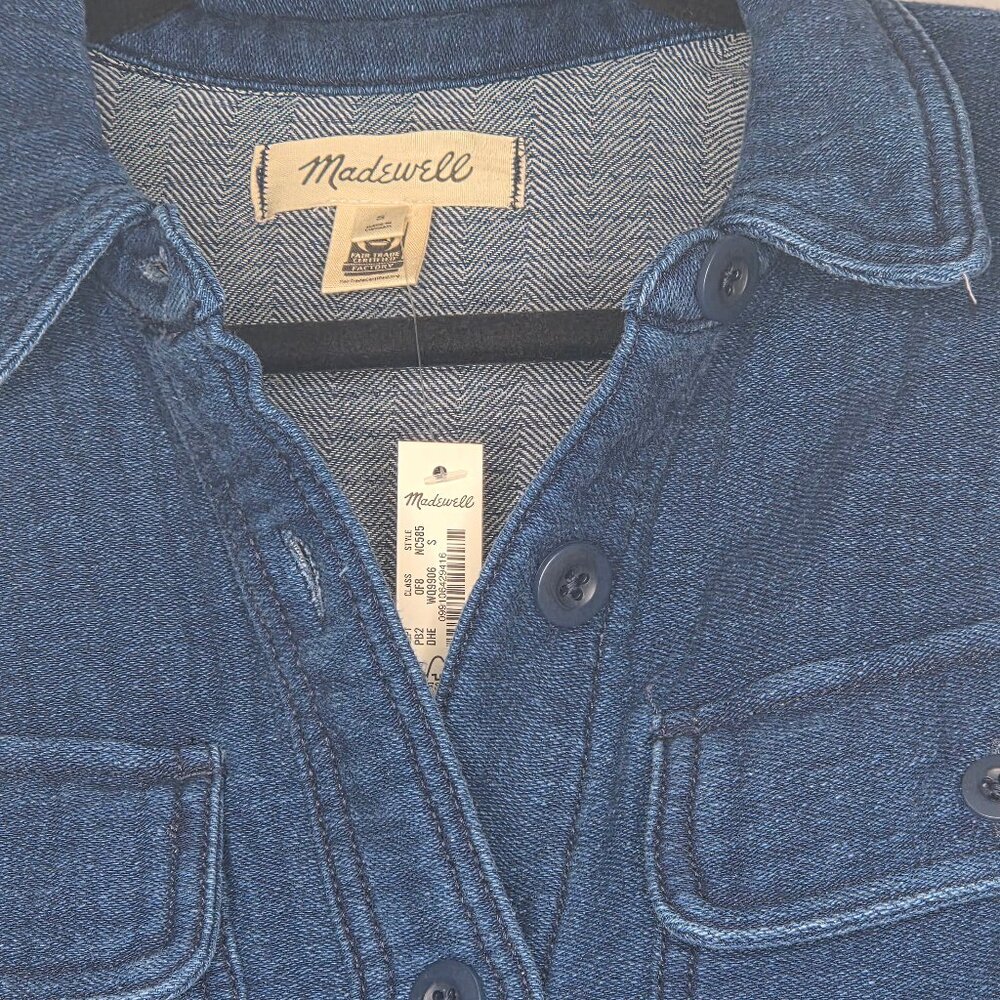 NWT Madewell Double-Weave Denim Shirt-Jacket Herringbone Blue Size Small - Picture 4 of 4